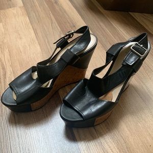 Franco Sorto, black wedges with cork heel.